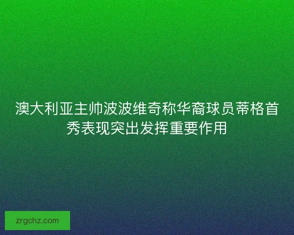 澳大利亚主帅波波维奇称华裔球员蒂格首秀表现突出发挥重要作用